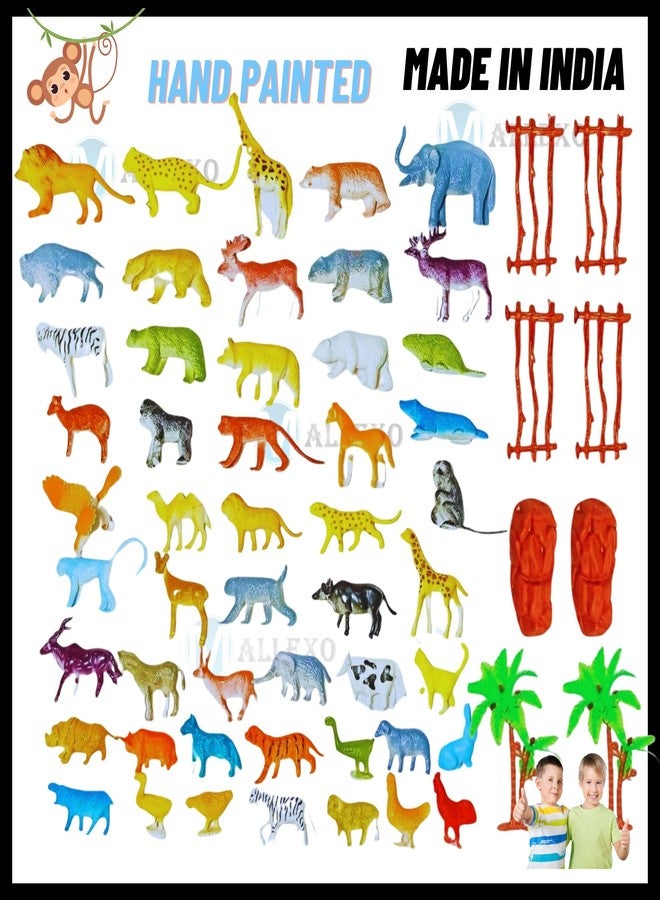 Mallexo مجموعة ألعاب حيوانات الغابة من ماليكسو للأطفال، تتضمن 58 قطعة من مجسمات حيوانات المزرعة، ومجموعات حيوانات حديقة الحيوانات البرية، وألعاب للأولاد والبنات مع حمار وحشي وأسد ونمر، ولعبة سفاري الغابة للأطفال (58 قطعة - فيل). - Image 3